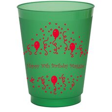 Balloons and Streamers Colored Shatterproof Cups