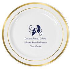 Tragedy and Comedy Masks Premium Banded Plastic Plates