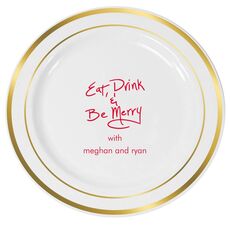 Fun Eat Drink & Be Merry Premium Banded Plastic Plates