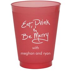 Fun Eat Drink & Be Merry Colored Shatterproof Cups