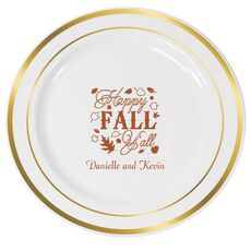 Happy Fall Y'all Premium Banded Plastic Plates