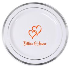 Interlocking Double Hearts Premium Banded Plastic Plates