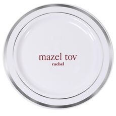 Big Word Mazel Tov Premium Banded Plastic Plates