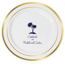 Palm Trees Premium Banded Plastic Plates
