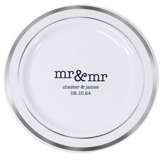 Happy Mr & Mr Premium Banded Plastic Plates