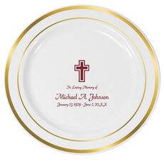 Memorial Cross Premium Banded Plastic Plates