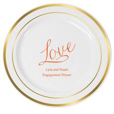 Expressive Script Love Premium Banded Plastic Plates