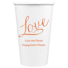 Expressive Script Love Paper Coffee Cups