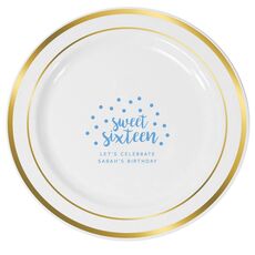 Confetti Dots Sweet Sixteen Premium Banded Plastic Plates