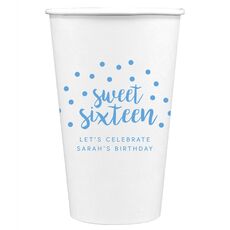 Confetti Dots Sweet Sixteen Paper Coffee Cups