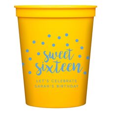 Confetti Dots Sweet Sixteen Stadium Cups