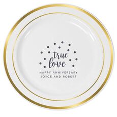 Confetti Dots True Love Premium Banded Plastic Plates