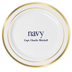 Big Word Navy Premium Banded Plastic Plates