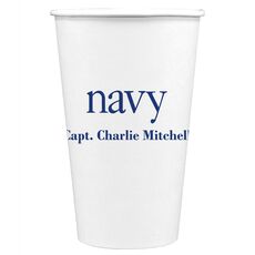 Big Word Navy Paper Coffee Cups