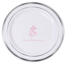 Floral Cross Premium Banded Plastic Plates