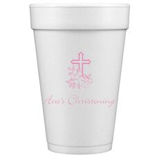 Floral Cross Styrofoam Cups