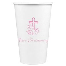 Floral Cross Paper Coffee Cups