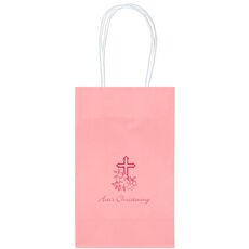 Floral Cross Medium Twisted Handled Bags