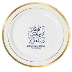 Whimsy Best Day Ever Premium Banded Plastic Plates