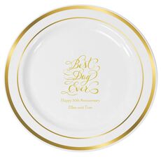 Whimsy Best Day Ever Premium Banded Plastic Plates