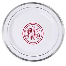 Double Circle Monogram Premium Banded Plastic Plates