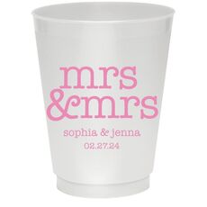 Stacked Happy Mrs & Mrs Colored Shatterproof Cups