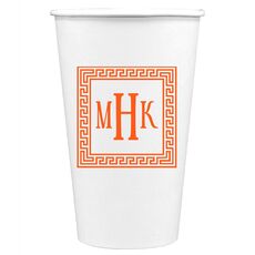 Greek Key Border with Monogram Paper Coffee Cups