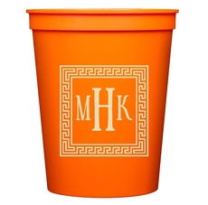 Greek Key Border with Monogram Stadium Cups