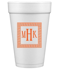 Greek Key Border with Monogram Styrofoam Cups