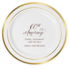 Elegant 60th Anniversary Premium Banded Plastic Plates