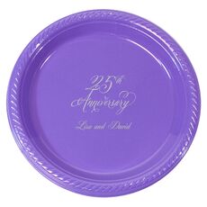 Elegant 25th Anniversary Plastic Plates