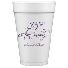 Elegant 25th Anniversary Styrofoam Cups