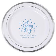 Confetti Dots Oh Happy Day Premium Banded Plastic Plates