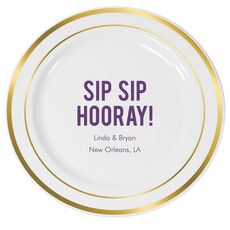Bold Sip Sip Hooray Premium Banded Plastic Plates