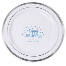 Confetti Dots Happy Birthday Premium Banded Plastic Plates