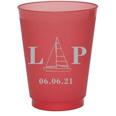 Sailboat Initials Colored Shatterproof Cups