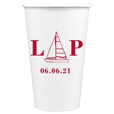 Sailboat Initials Paper Coffee Cups
