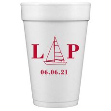Sailboat Initials Styrofoam Cups