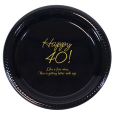 Elegant Happy 40th Plastic Plates