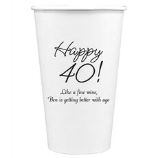Elegant Happy 40th Paper Coffee Cups