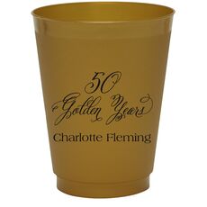 Elegant 50 Golden Years Colored Shatterproof Cups