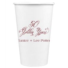 Elegant 50 Golden Years Paper Coffee Cups