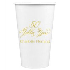 Elegant 50 Golden Years Paper Coffee Cups