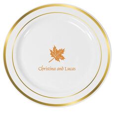 Little Autumn Leaf Premium Banded Plastic Plates