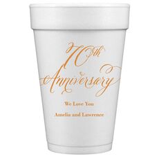 Elegant 70th Anniversary Styrofoam Cups