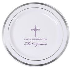 Religious Cross Premium Banded Plastic Plates