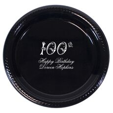 Elegant 100th Scroll Plastic Plates