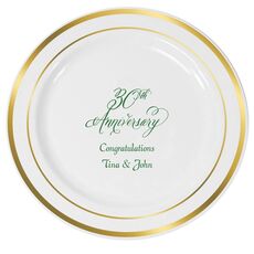Elegant 30th Anniversary Premium Banded Plastic Plates