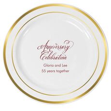 Elegant Anniversary Celebration Premium Banded Plastic Plates