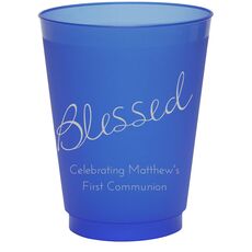 Expressive Script Blessed Colored Shatterproof Cups